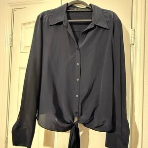 ANTONIO MELANI Navy Button Down Shirt 100% silk